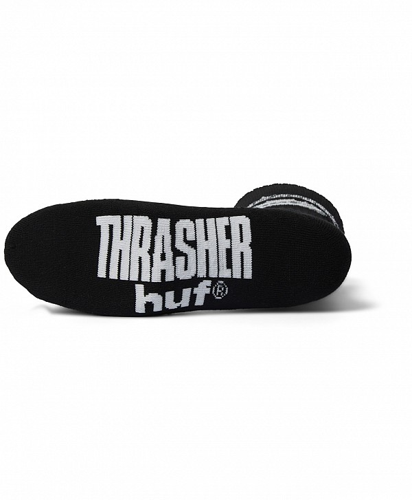 HUF X THRASHER LOGO SOCKS BLACK