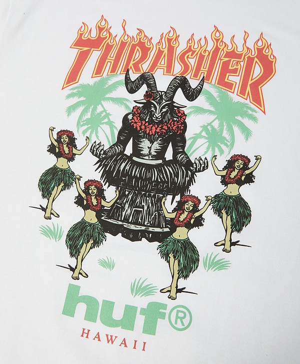 HUF X THRASHER GOAT LUAU TEE WHITE