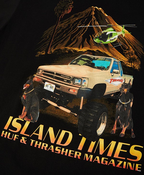 HUF X THRASHER ISLAND TIMES TEE BLACK