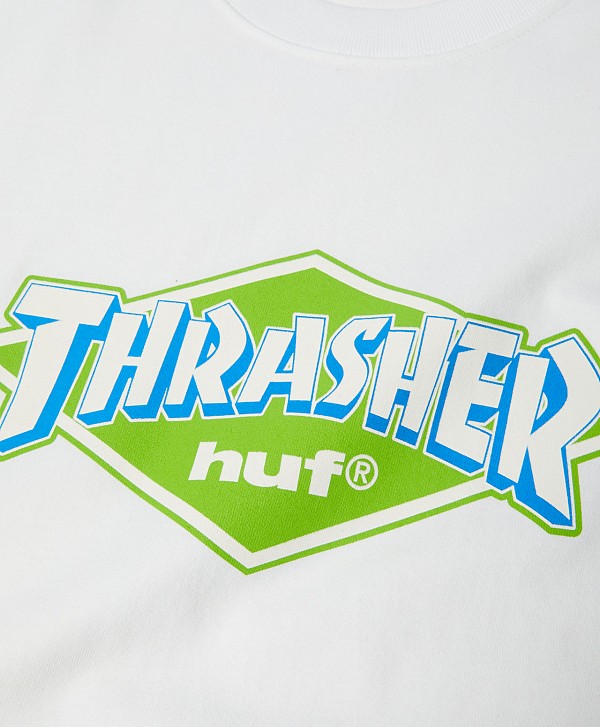 HUF X THRASHER LOGO TEE WHITE