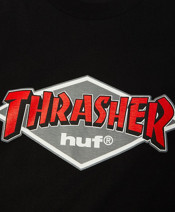 HUF X THRASHER LOGO TEE BLACK