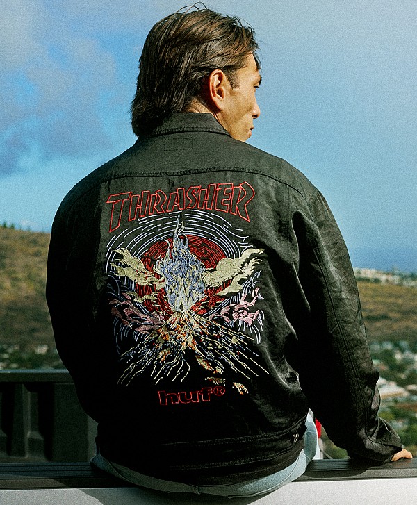 HUF X THRASHER TRUCKER JACKET BLACK