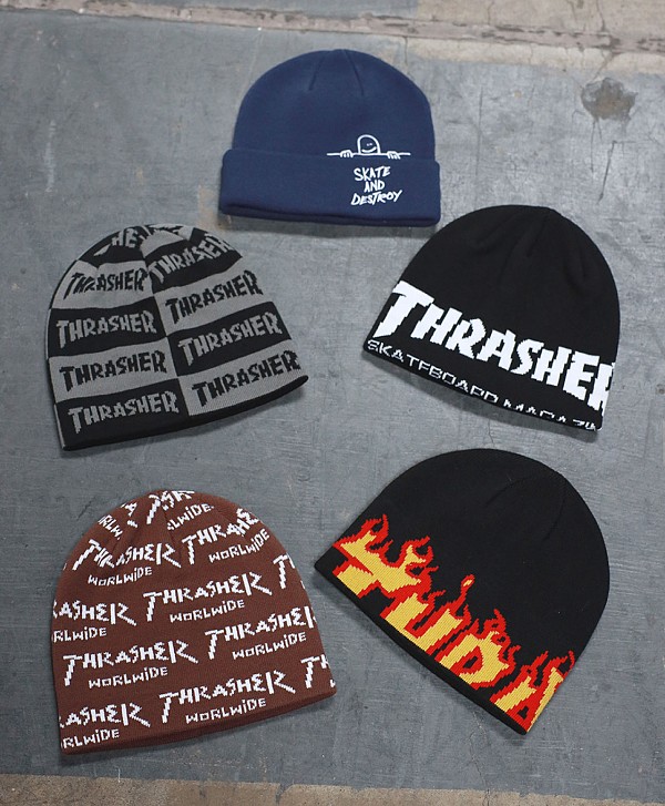 THRASHER SKATE MAG SKULLY BEANIE BLACK