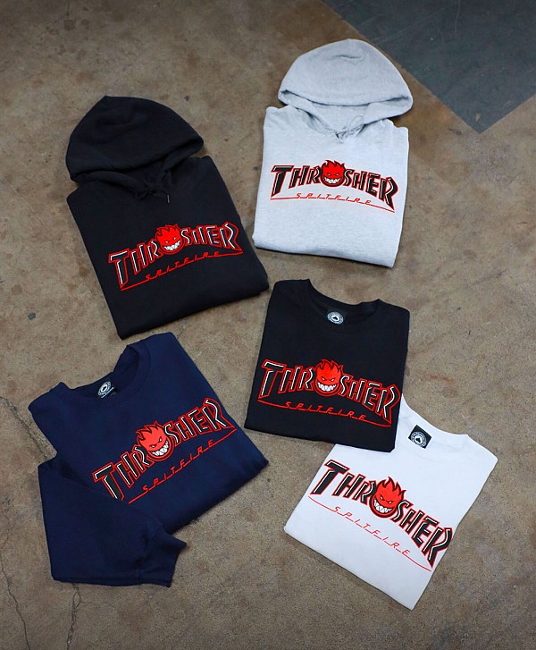 THRASHER X SPITFIRE BIG HEAD OUTLINE TEE BLACK