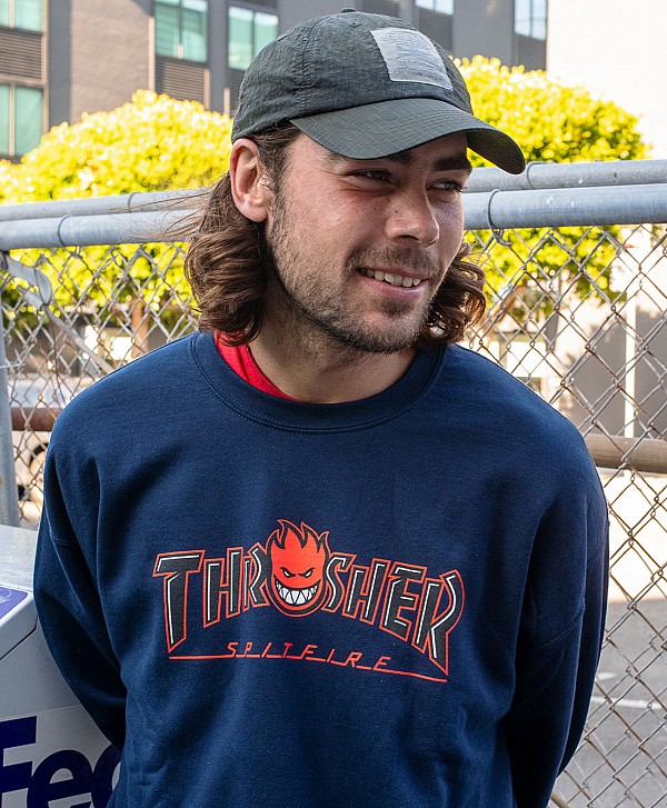 THRASHER X SPITFIRE BIG HEAD OUTLINE CREW NAVY