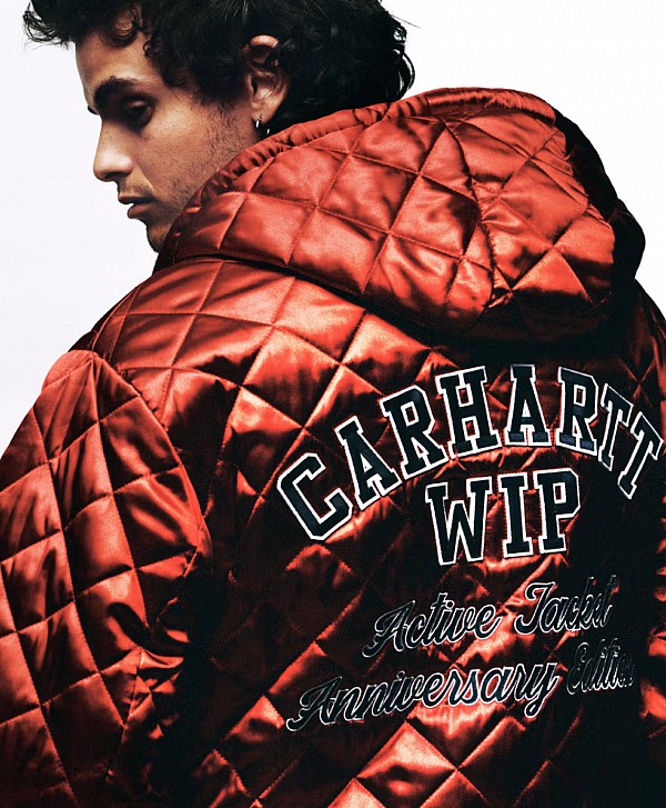 CARHARTT WIP OG ACTIVE JACKET 5OTH ANNIVERSARY DENIM BLUE/USA RED STONE BLEACHED
