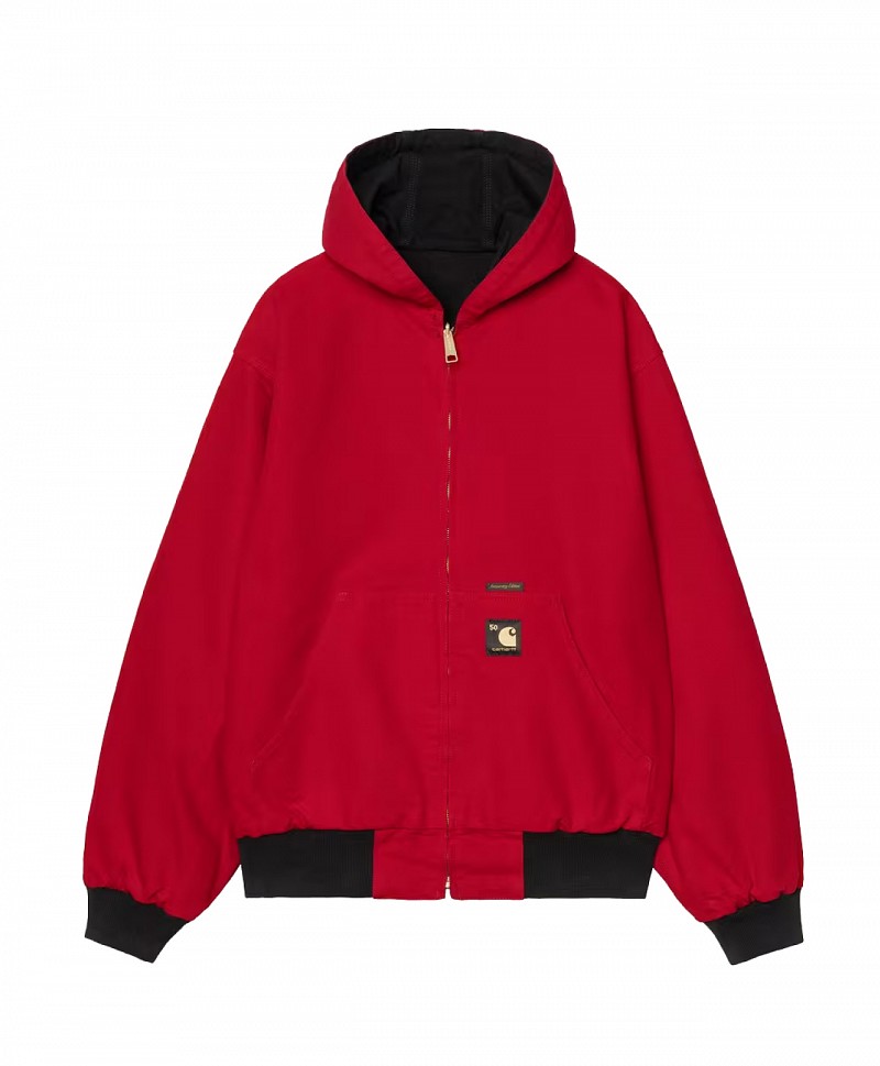 CARHARTT WIP OG ACTIVE JACKET 5OTH ANNIVERSARY CANVAS BLACK/USA RED RINSED