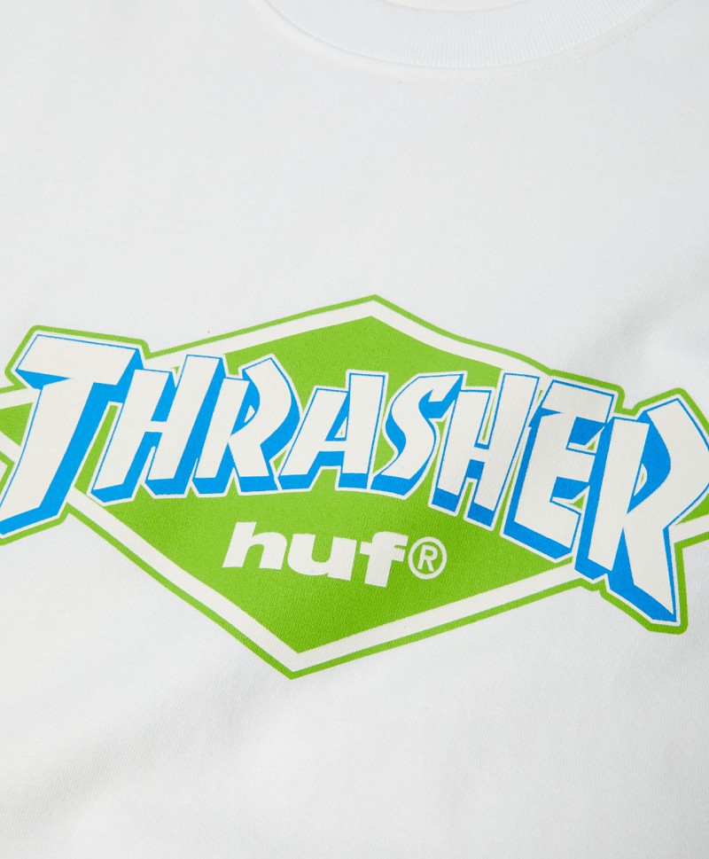 HUF X THRASHER LOGO TEE WHITE