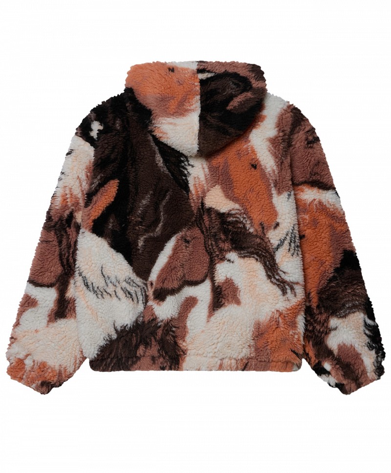 OBEY HORSES SHERPA JACKET BROWN MULTI