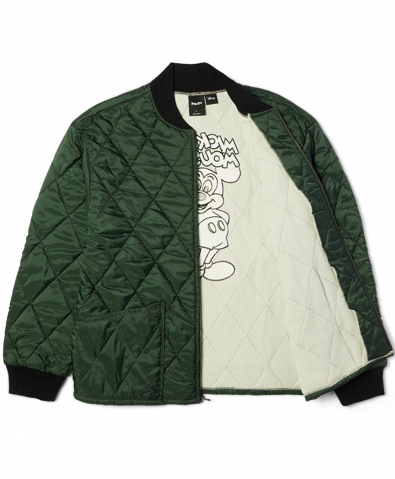 HUF X MICKEY MOUSE MICKEY QUILTED WORK JACKET FOREST GREEN