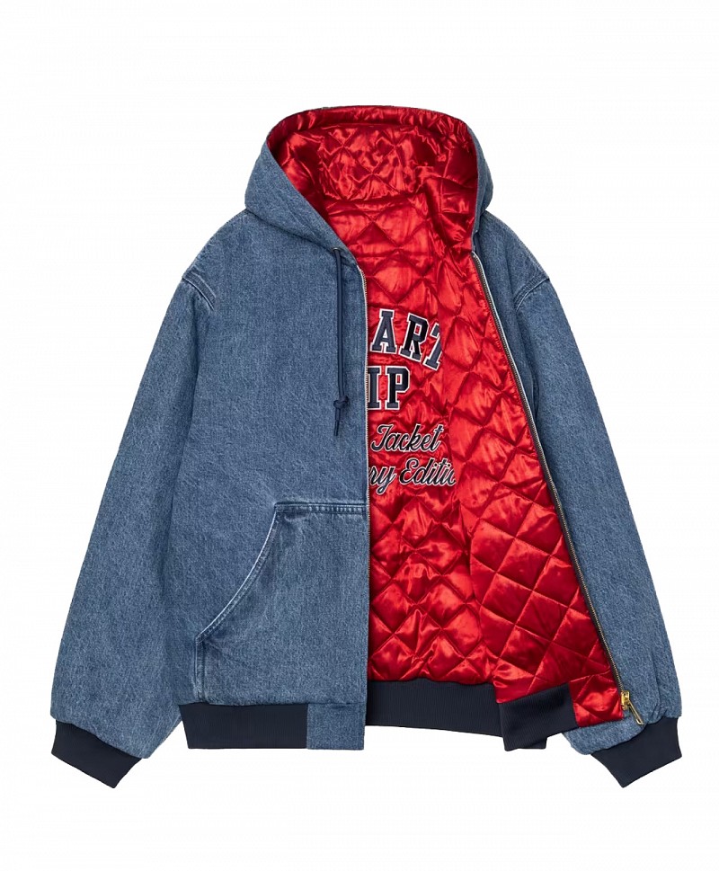 CARHARTT WIP OG ACTIVE JACKET 5OTH ANNIVERSARY DENIM BLUE/USA RED STONE BLEACHED