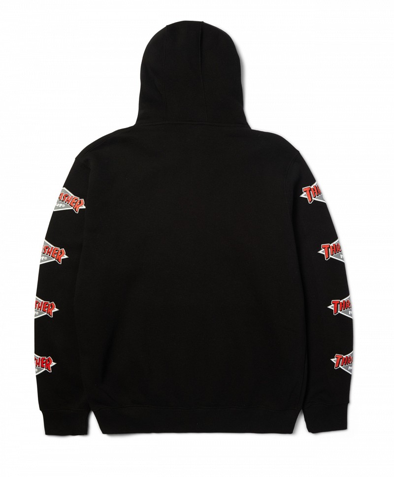 HUF X THRASHER LOGO HOOD BLACK