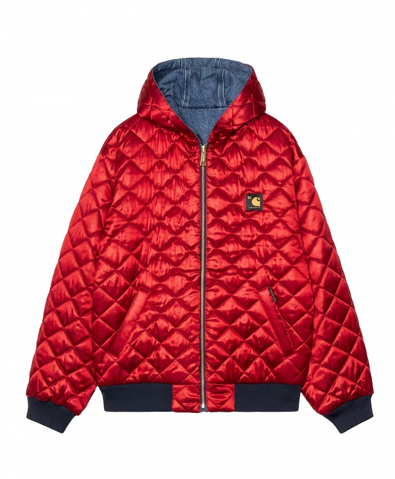 CARHARTT WIP OG ACTIVE JACKET 5OTH ANNIVERSARY DENIM BLUE/USA RED STONE BLEACHED
