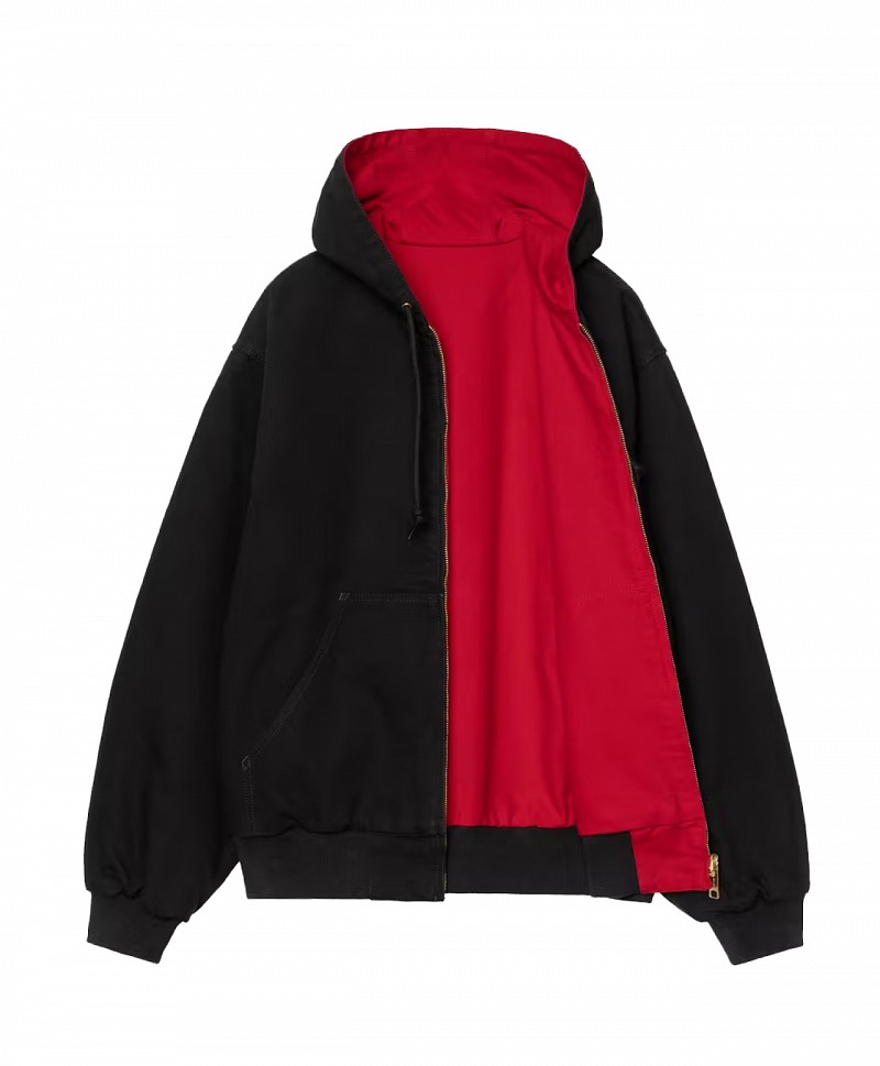CARHARTT WIP OG ACTIVE JACKET 5OTH ANNIVERSARY CANVAS BLACK/USA RED RINSED