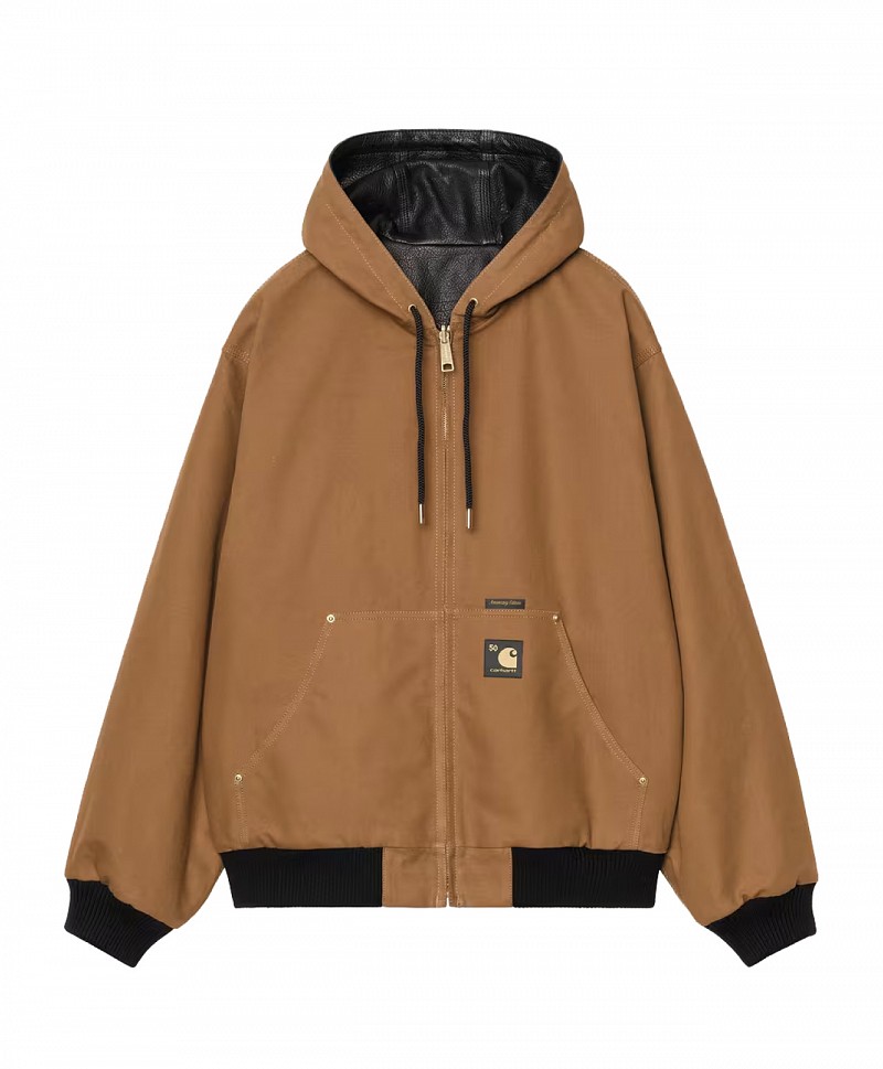 CARHARTT WIP OG ACTIVE JACKET 5OTH ANNIVERSARY LEATHER BLACK/HAMILTON BROWN