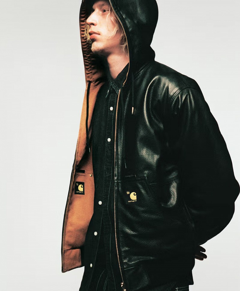 CARHARTT WIP OG ACTIVE JACKET 5OTH ANNIVERSARY LEATHER BLACK/HAMILTON BROWN