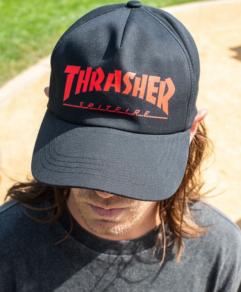 Thrasher Slash Black Snapback - Casquette Réglable Noir