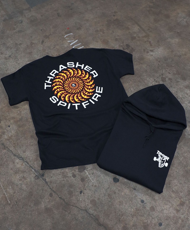 THRASHER X SPITFIRE CLASSIC SWIRL TEE BLACK