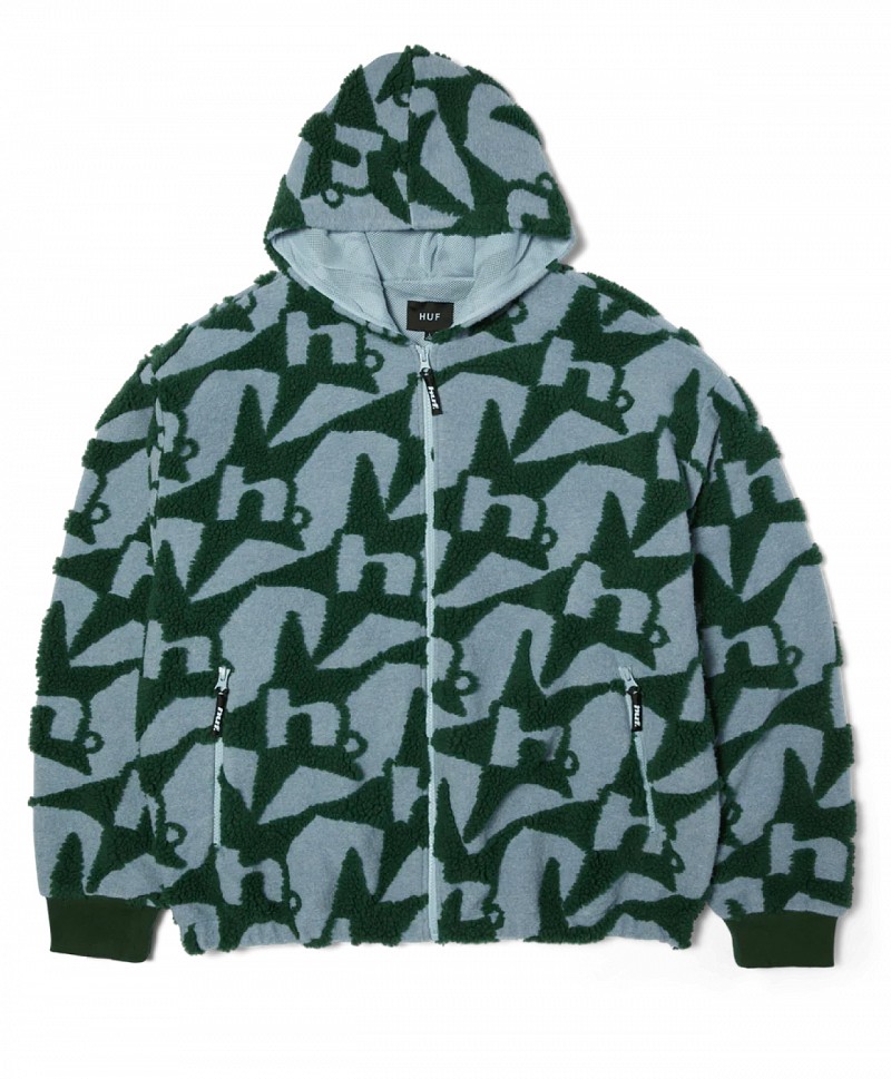 HUF H STAR REPEAT HIGH PILE JACKET ICE BLUE