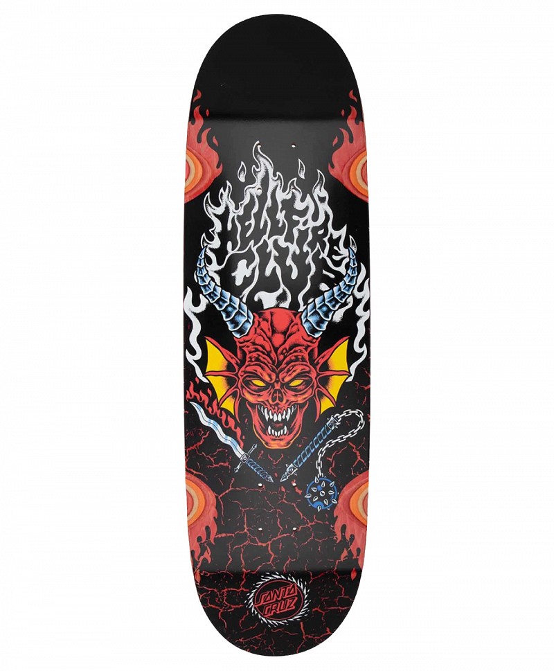 SANTA CRUZ X STRANGER THINGS HELLFIRE FLAME SKATE DECK 9 BLACK/RED