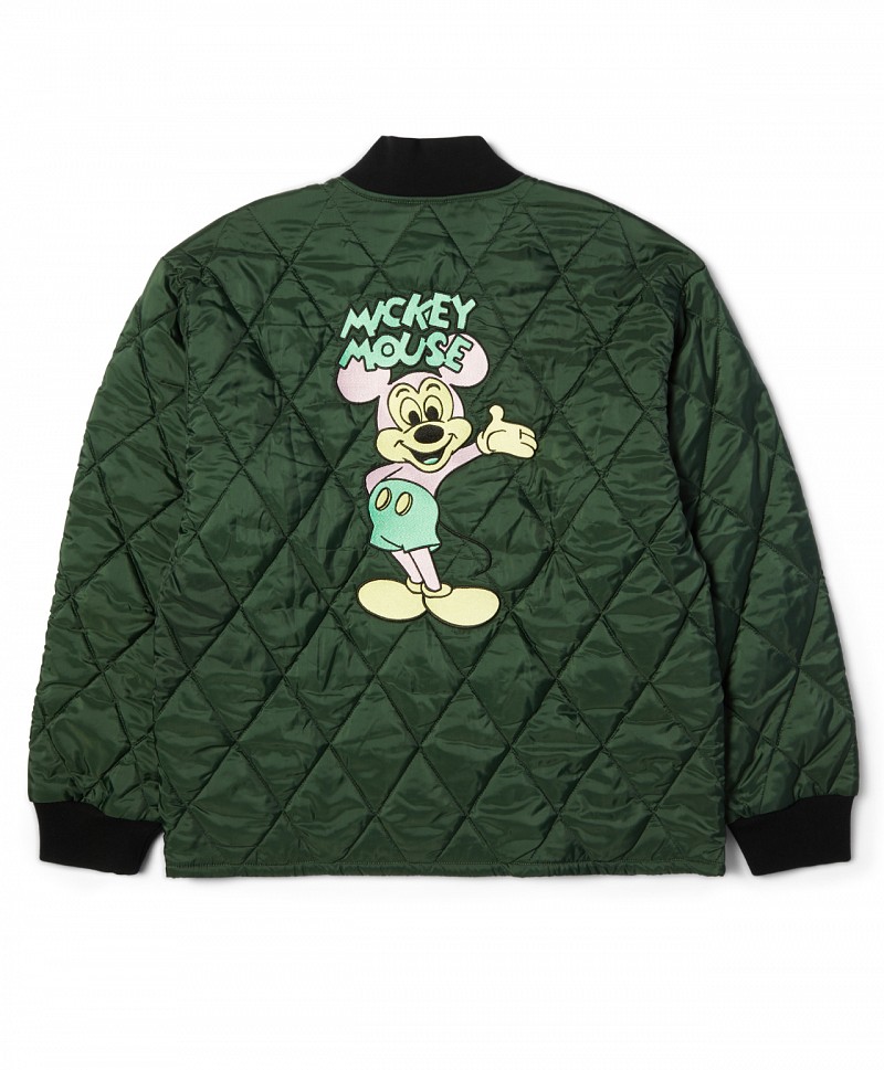 HUF X MICKEY MOUSE MICKEY QUILTED WORK JACKET FOREST GREEN