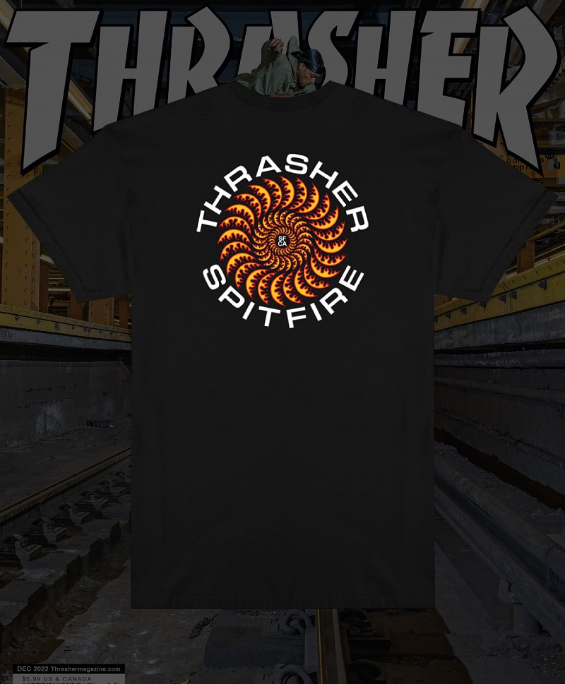 THRASHER X SPITFIRE CLASSIC SWIRL TEE BLACK