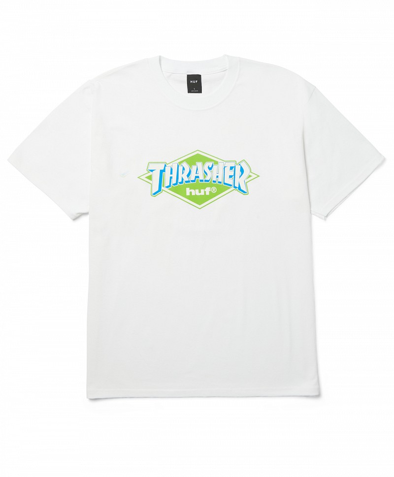 HUF X THRASHER LOGO TEE WHITE