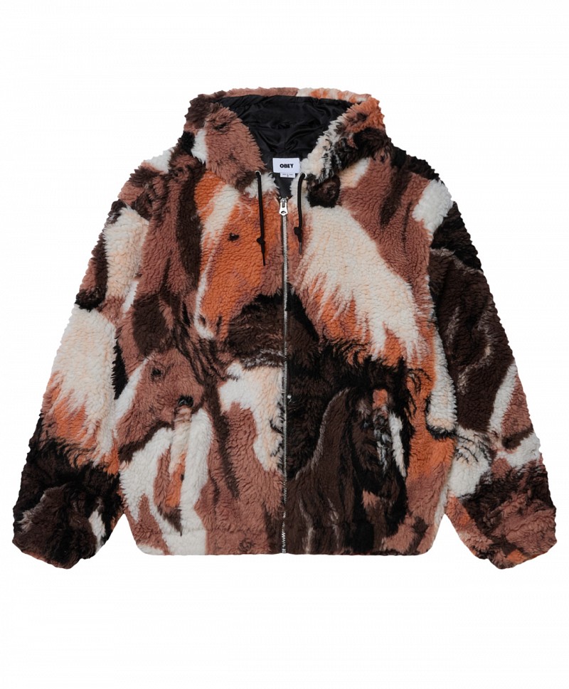OBEY HORSES SHERPA JACKET BROWN MULTI