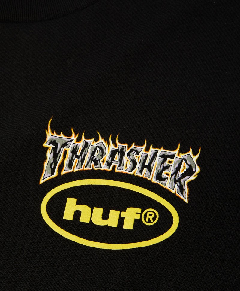 HUF X THRASHER MELTDOWN TEE BLACK