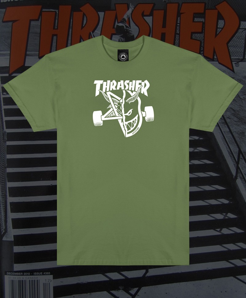 THRASHER X SPITFIRE THRASH & BURN TEE MILITARY GREEN