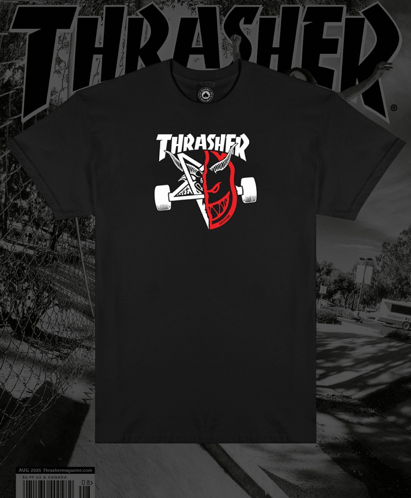 THRASHER X SPITFIRE THRASH & BURN TEE BLACK