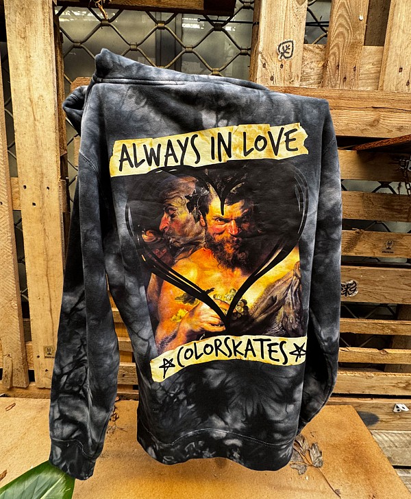 COLOR SATYRS IN LOVE LARGE PREMIUM HOOD TIE DYE BLACK