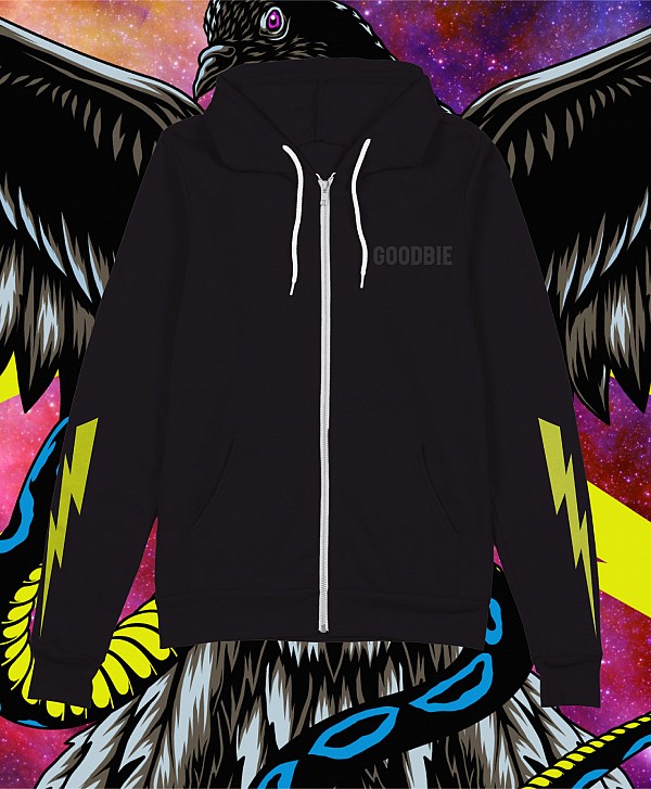 GOODBIE PIGEON NEON ZIP HOOD BLACK