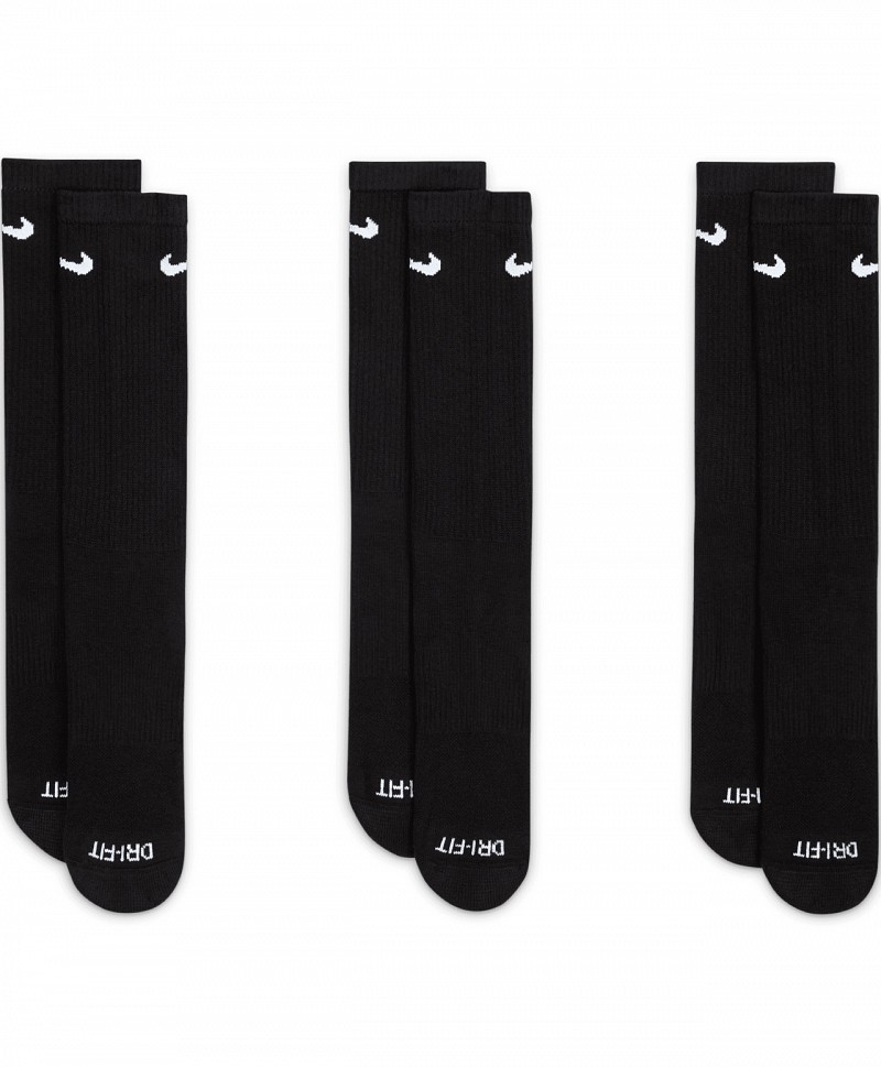 NIKE EVERYDAY PLUS CUSHIONED TRAINING CREW SOCKS 3-PACK BLACK/WHITE