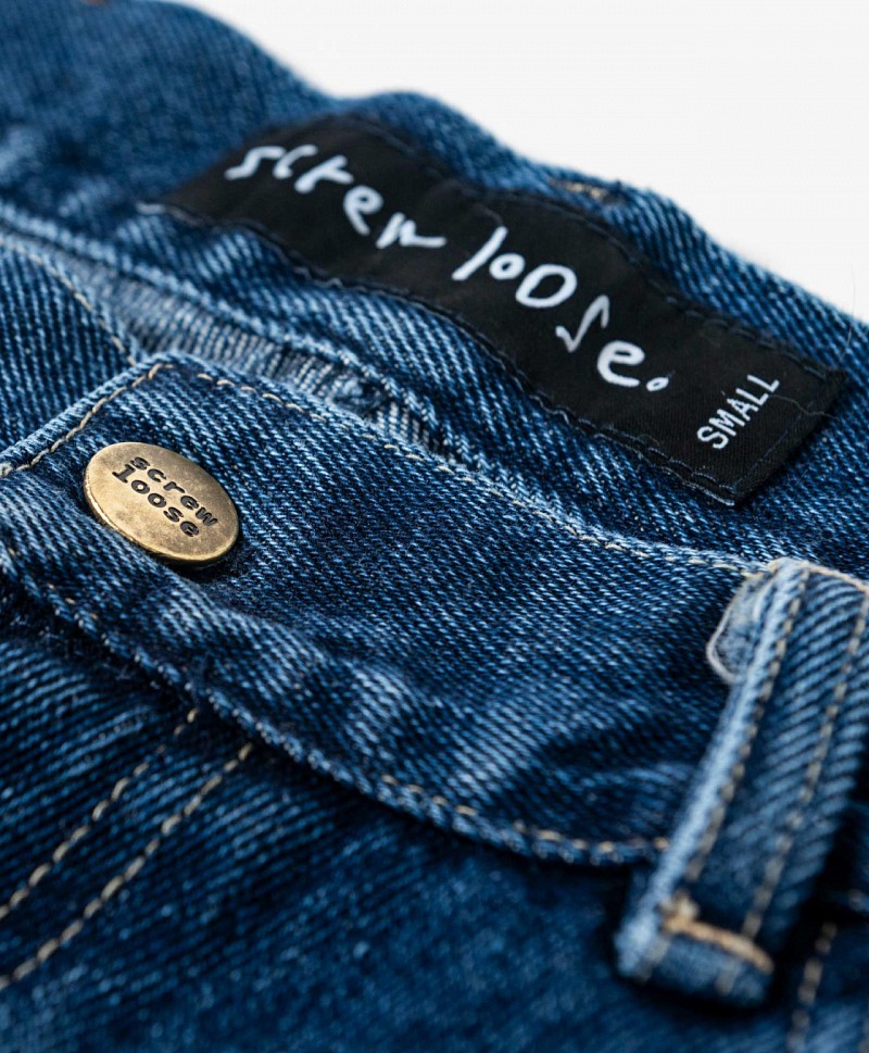 SCREW LOOSE BARREL PANTS WASHED BLUE