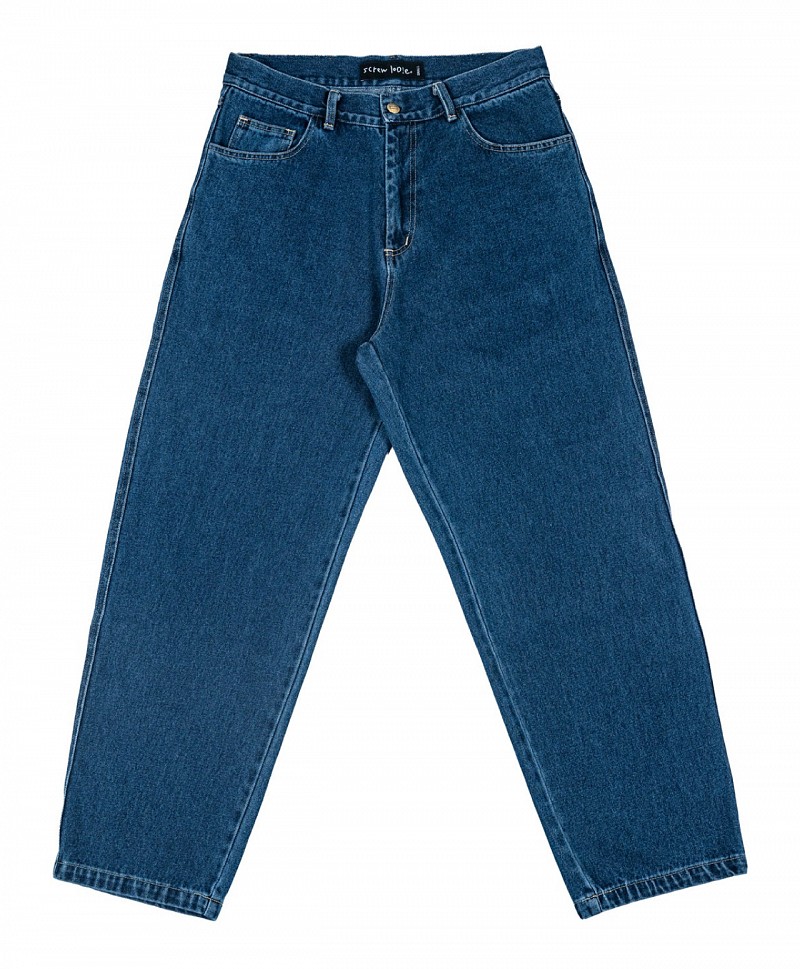 SCREW LOOSE BARREL PANTS WASHED BLUE