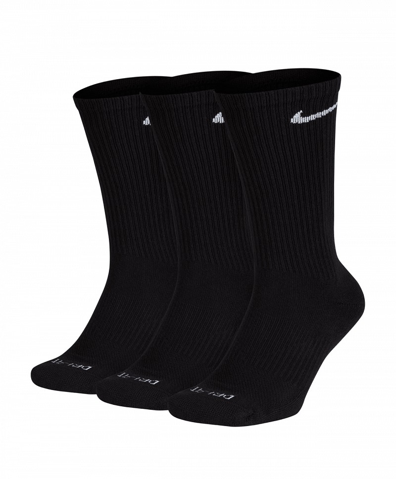 NIKE EVERYDAY PLUS CUSHIONED TRAINING CREW SOCKS 3-PACK BLACK/WHITE