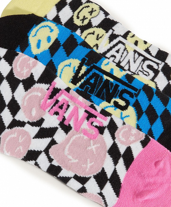 VANS TICKER CANOODLE NO SHOW SOCKS 3-PACK CHECKER FADED YELLOW