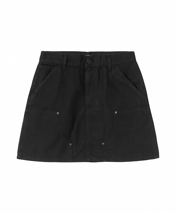 CARHARTT WIP WOMEN'S MAEVE DOUBLE KNEE SKIRT BLACK STONE WASHED