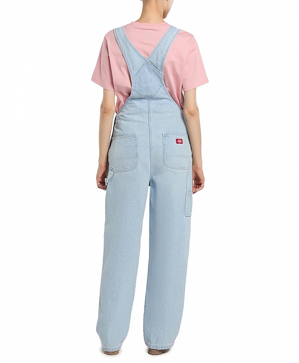DICKIES WOMEN'S LOOSE DENIM BIB FOG BLUE