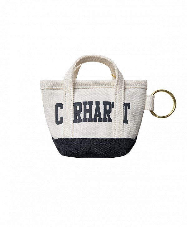 CARHARTT WIP MINI TOTE BAG KEYCHAIN NATURAL/BLUE