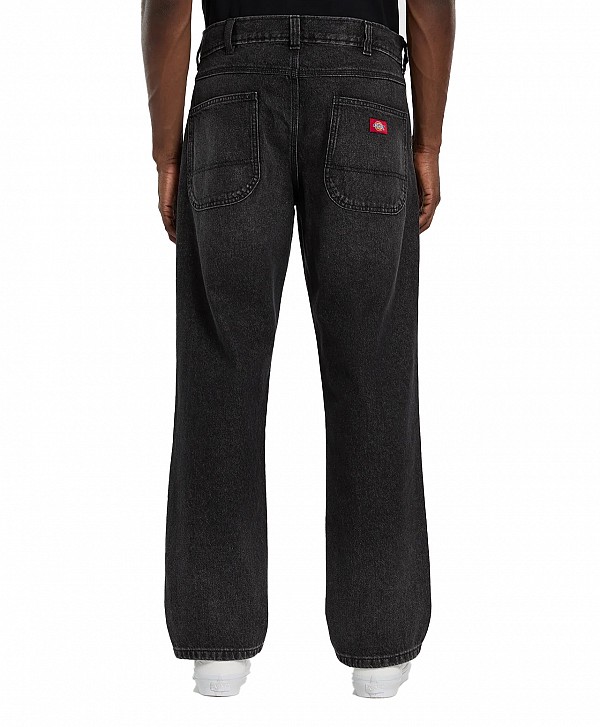 DICKIES 954 RELAXED STRAIGHT WORK DENIM PANTS BLACK WASH FADED