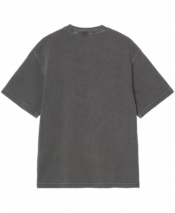 CARHARTT WIP NELSON WAFFLE TEE BLACK GARMENT DYED