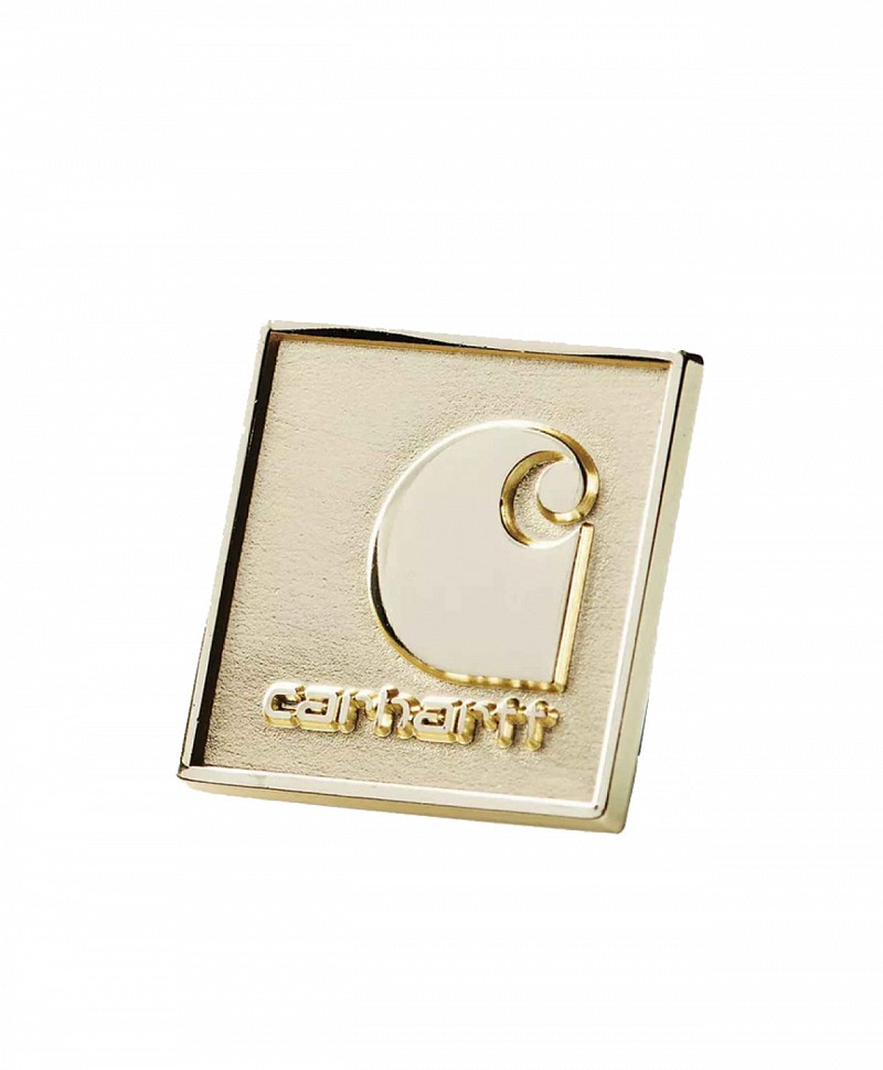 CARHARTT WIP SQUARE LABEL PIN GOLD