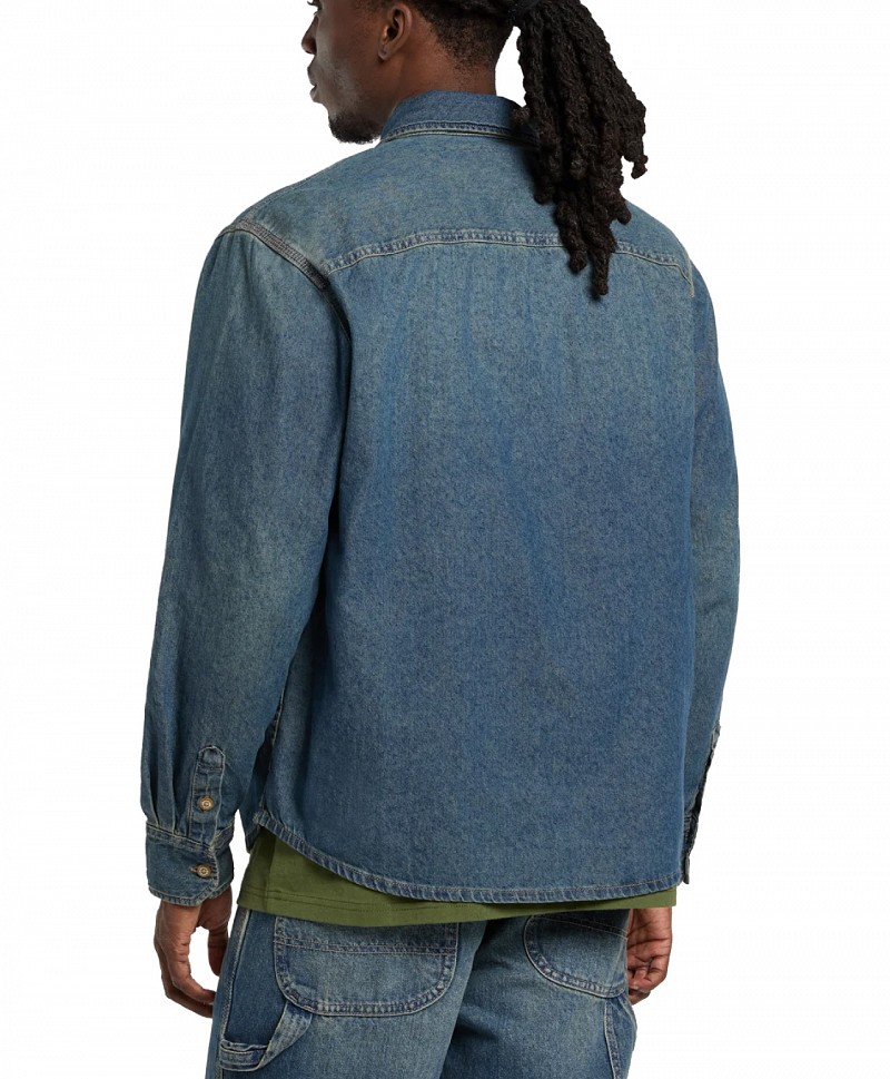 DICKIES LIGHTWEIGHT DENIM SHIRT KHAKI TINTED BLUE