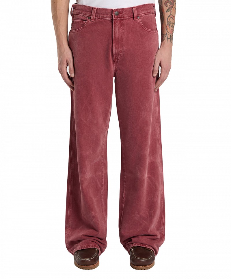 DICKIES 958 BAGGY STRAIGHT WORK DENIM PANTS GARNET