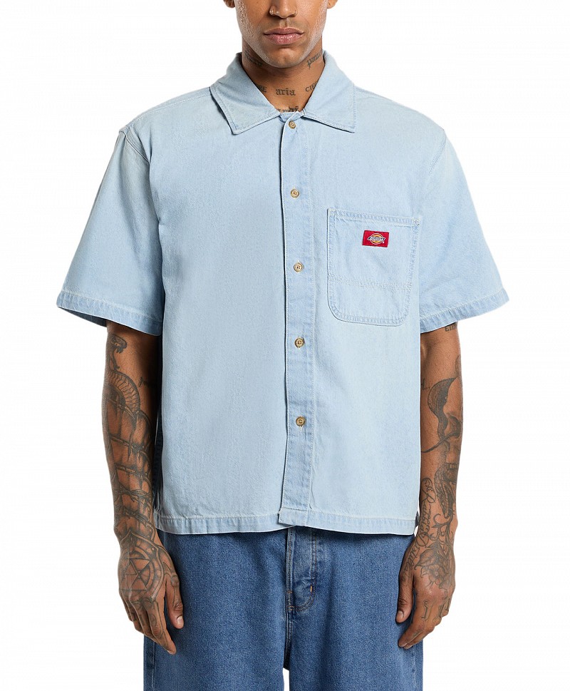 DICKIES SHORT SLEEVE DENIM SHIRT FOG BLUE
