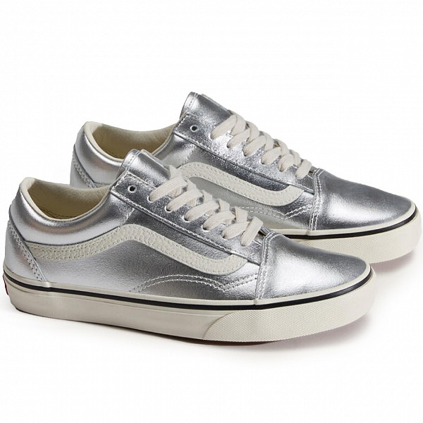 VANS OLD SKOOL LEATHER METALLIC SILVER