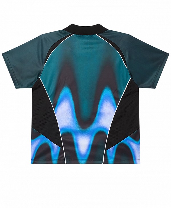 OBEY BLURRED SOCCER JERSEY TEE DARK TEAL MULTI