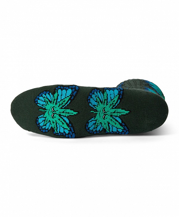 HUF GREEN BUDDERFLY SOCKS FOREST GREEN